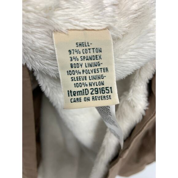 LL Bean Beige Draw String Waist Faux Fur lined 4 Pocket Jacket Size M - Picture 5 of 7